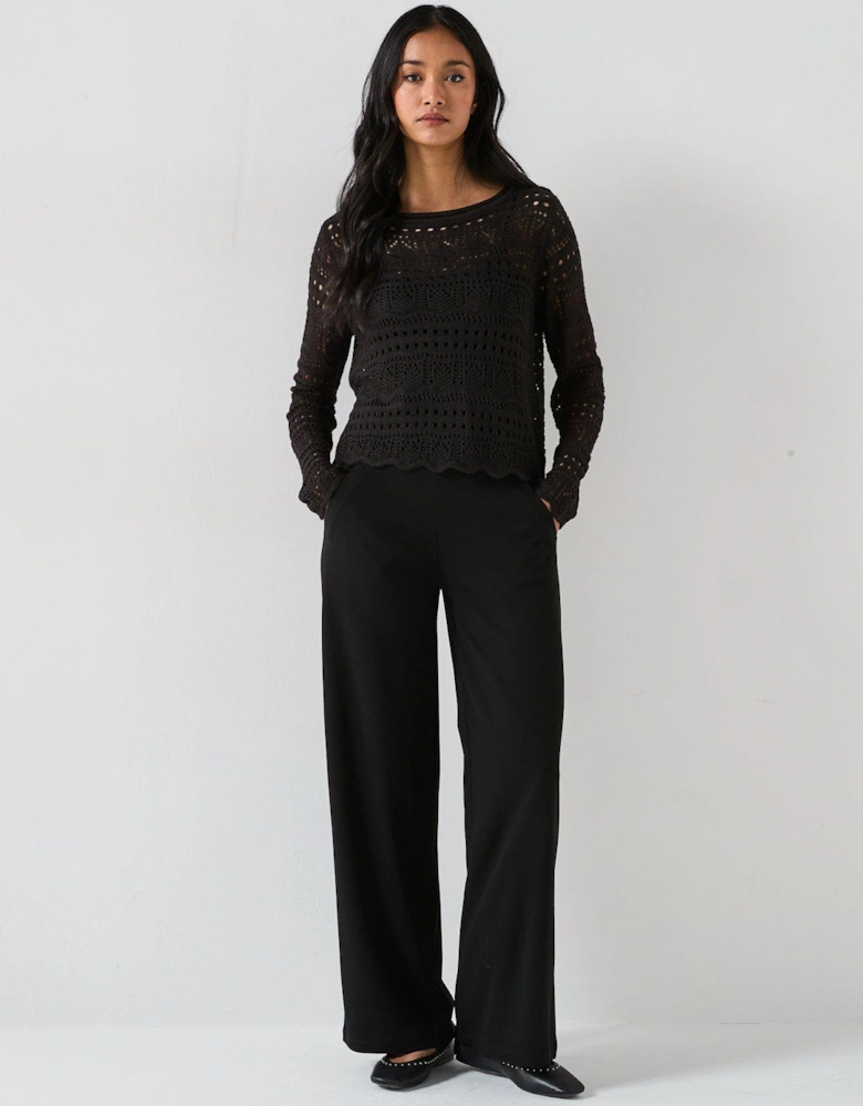 Louisville Catia Wide Leg Jersey Pant - Black