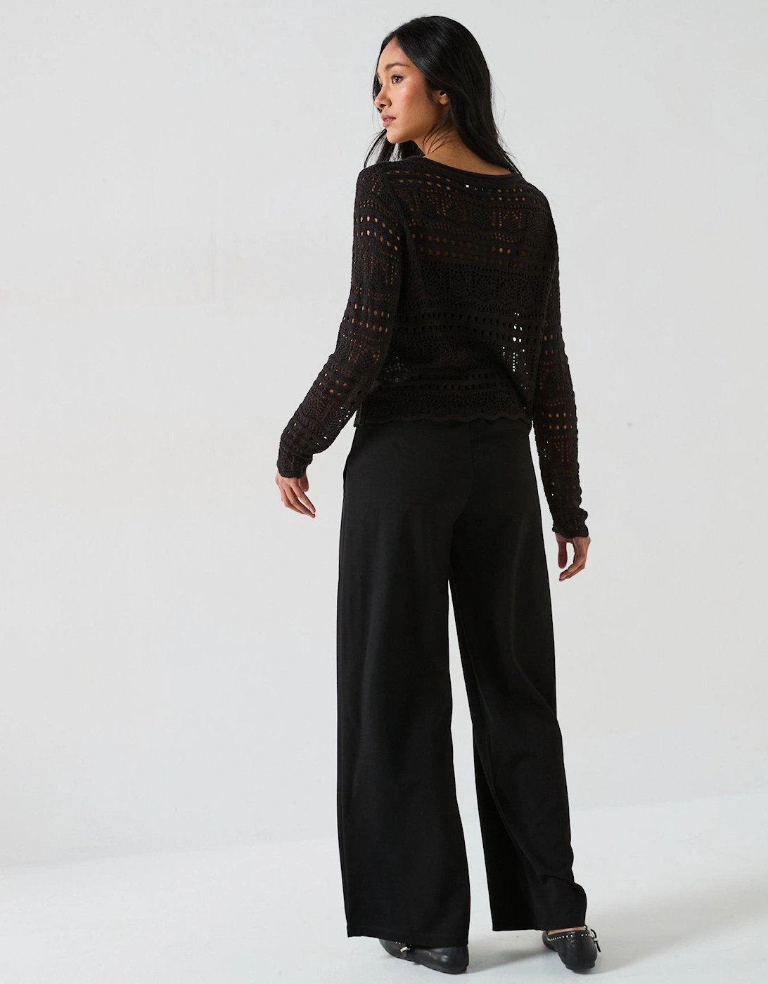 Louisville Catia Wide Leg Jersey Pant - Black