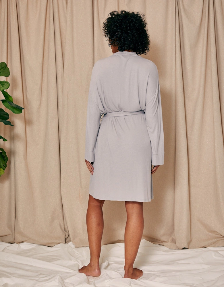 EcoVero Ribbed Robe in Grey