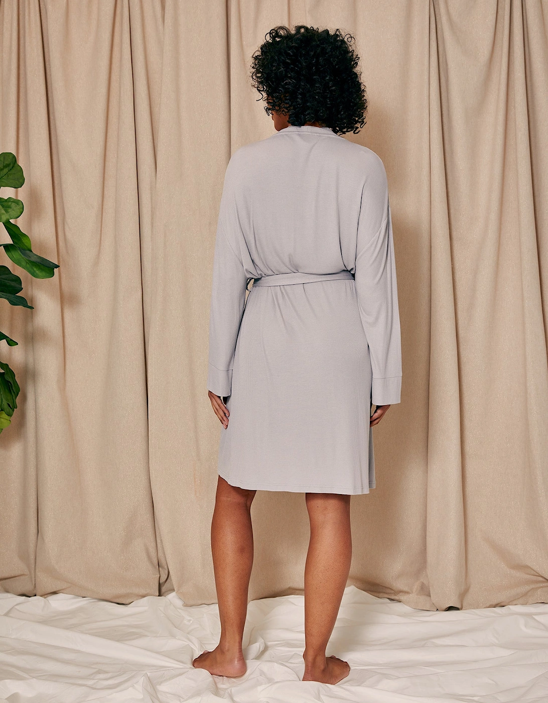 EcoVero Ribbed Robe in Grey