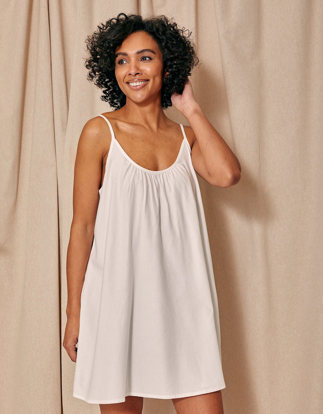 Cotton Modal Swing Chemise in White