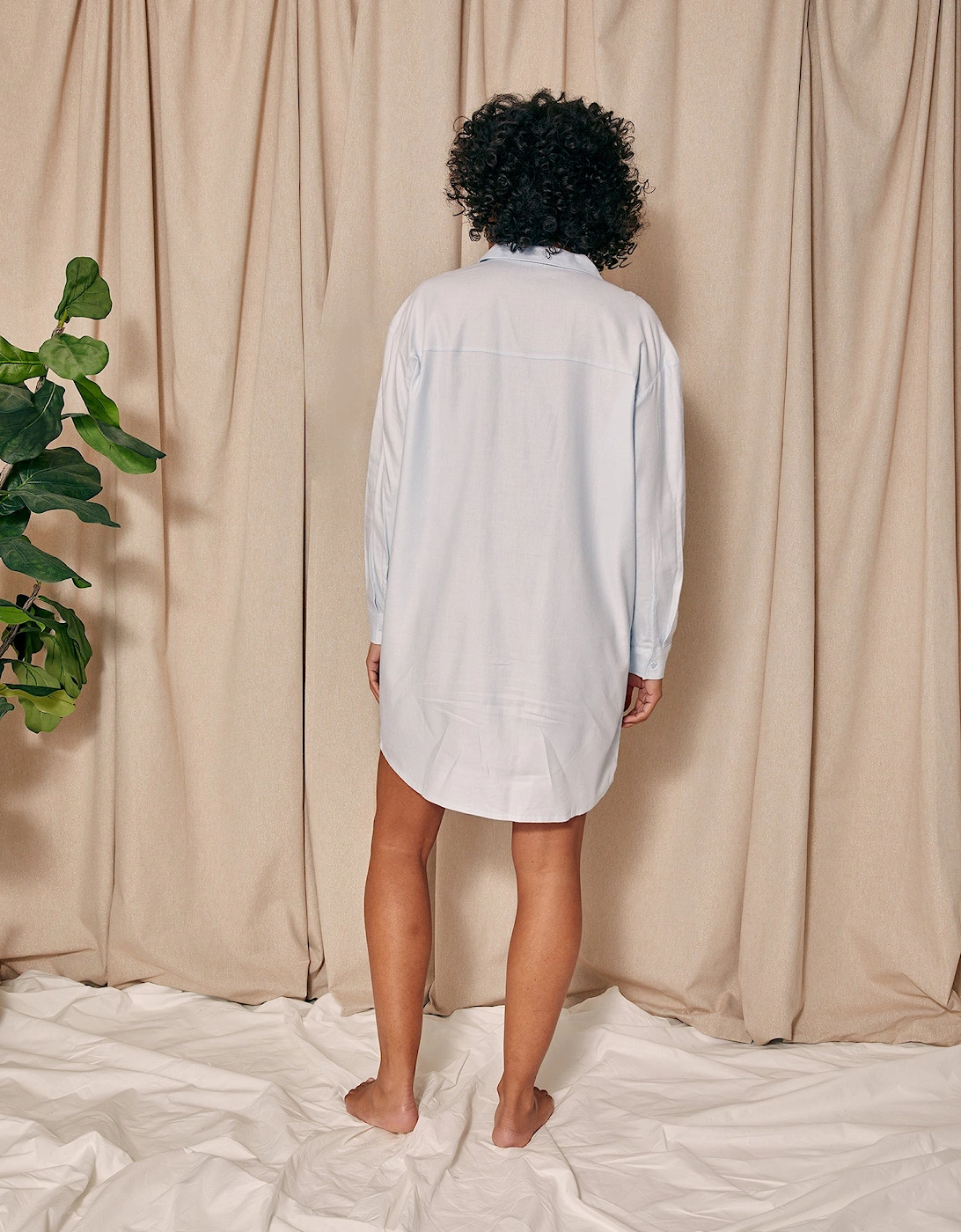 Cotton Modal Relaxed Nightshirt in Sky Blue