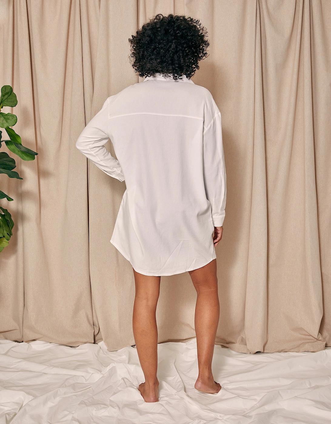 Cotton Modal Relaxed Nightshirt in White