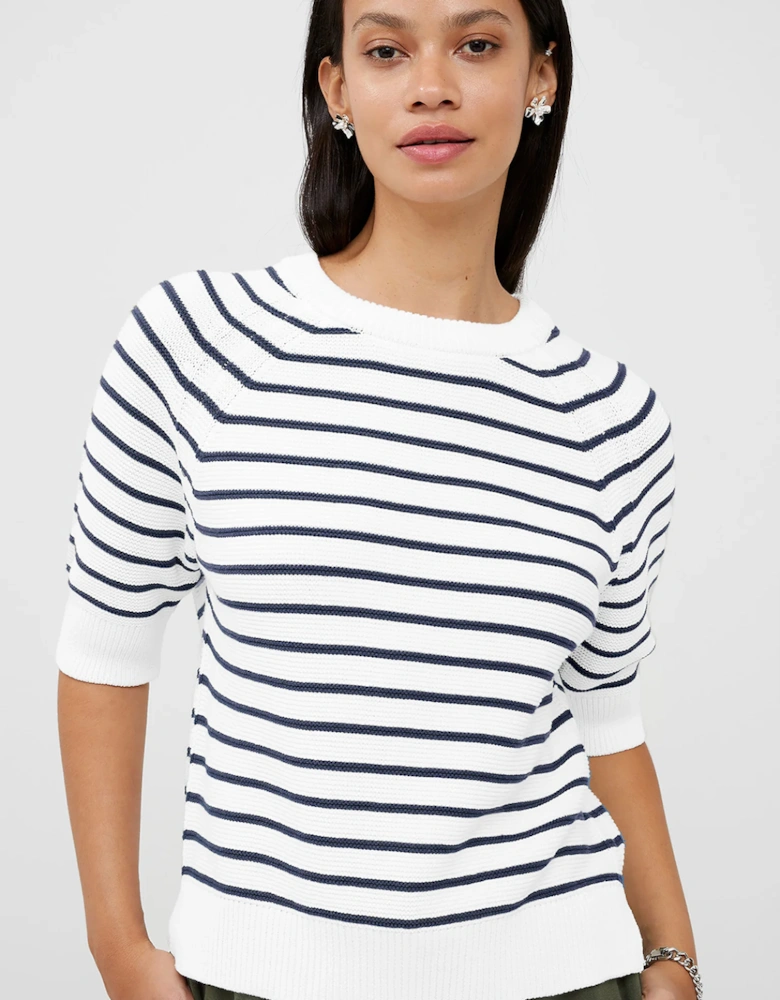 Lily Mozart Striped Short Sleeve Jumper Summer White/Olive Night