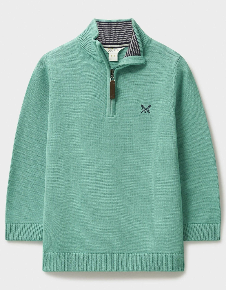 Boys Organic Half Zip Knit Sweatshirt - Green