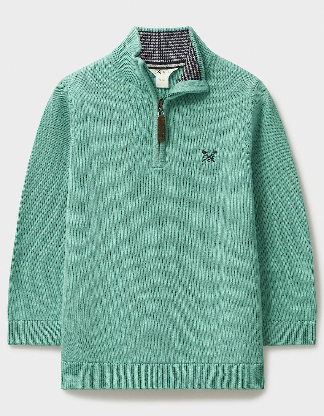 Boys Half Zip Knit Sweatshirt - Green, 2 of 1