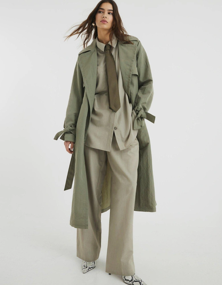 Relaxed Wrap Trench - Khaki