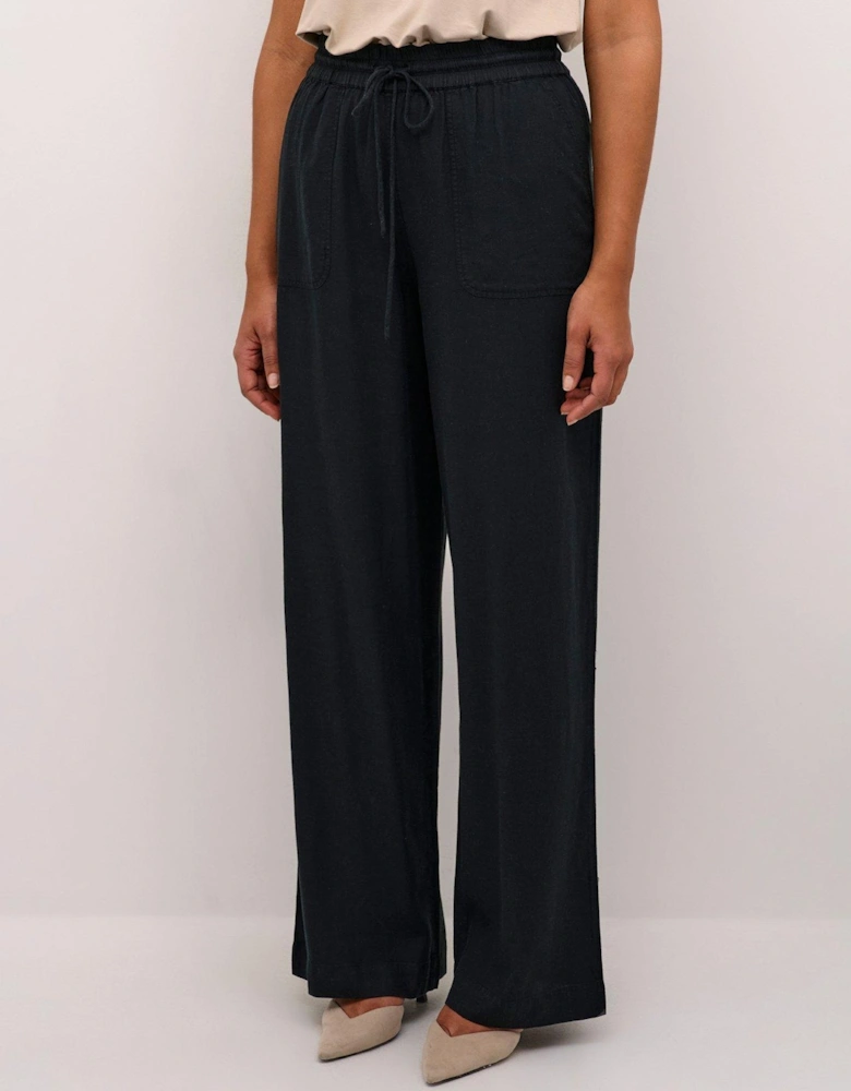 Milia Linen Blend Long Trousers - Black