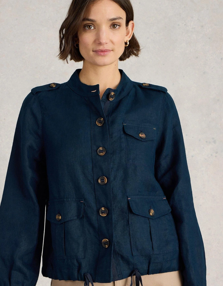 Demi Utility Linen Jacket - Navy