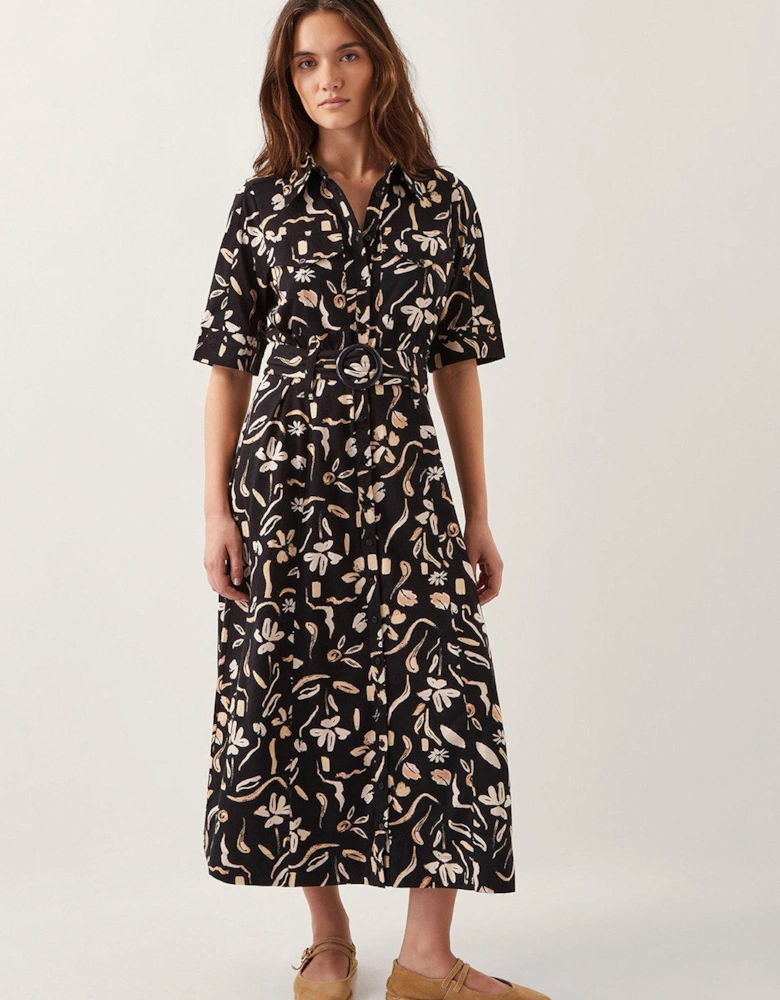 Ulla Print Jersey Dress - Black