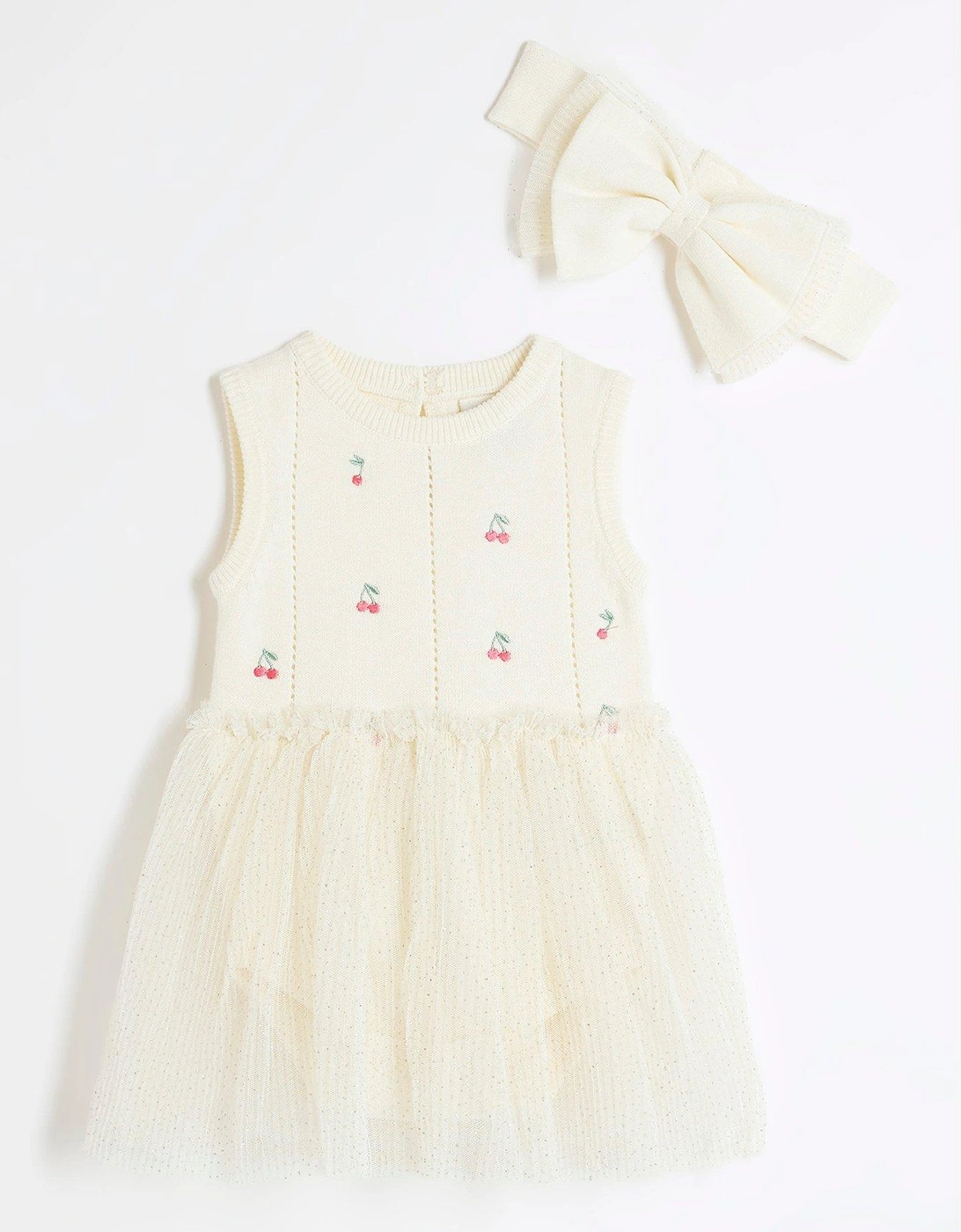 Baby Girls Cherry Tutu Dress Set - Cream, 2 of 1