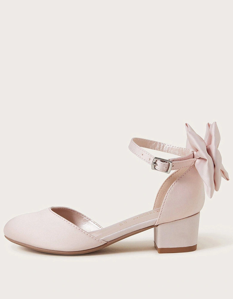 Girls Sara Satin Bow Two-part Heeled Shoes - Pink