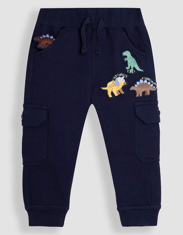 Boys Dinosaur Badge Cargo Joggers - Navy