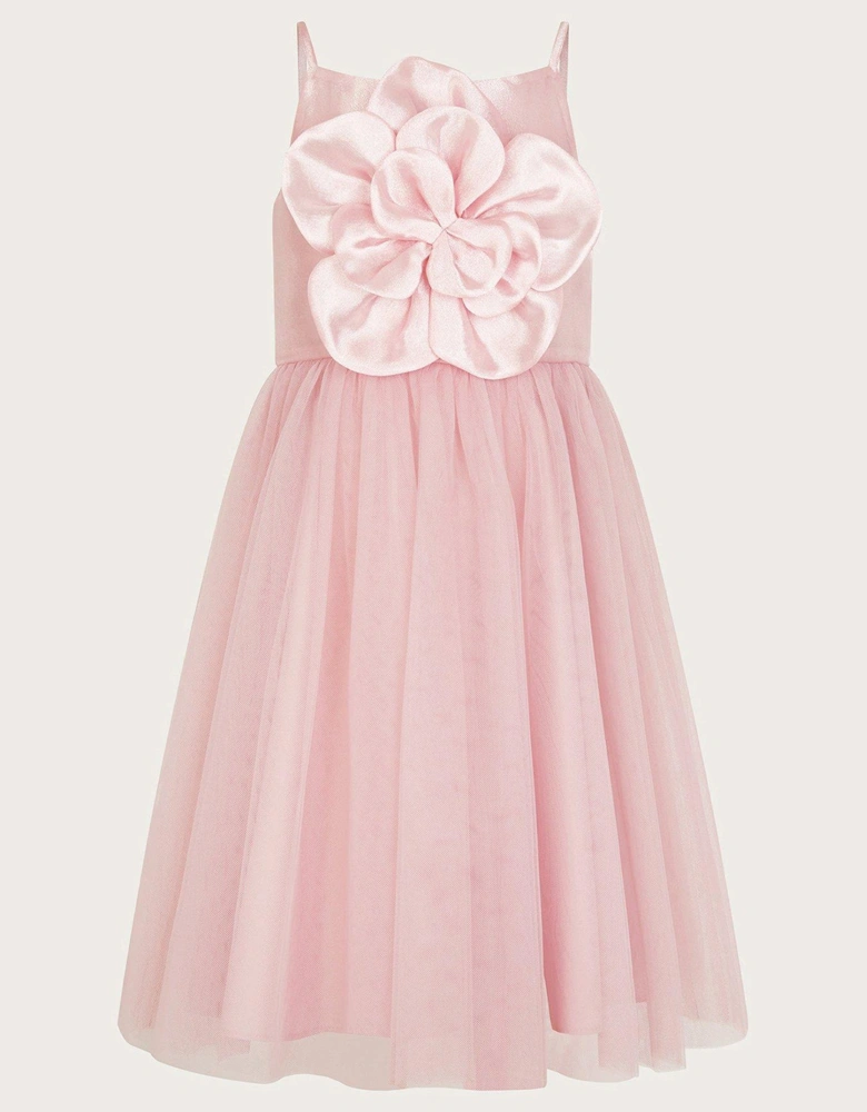 Girls Annabelle Flower Bodice Tulle Dress - Pink