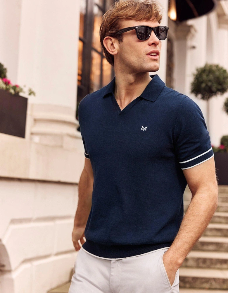 Johnny Collar Short Sleeve Polo Shirt - Navy