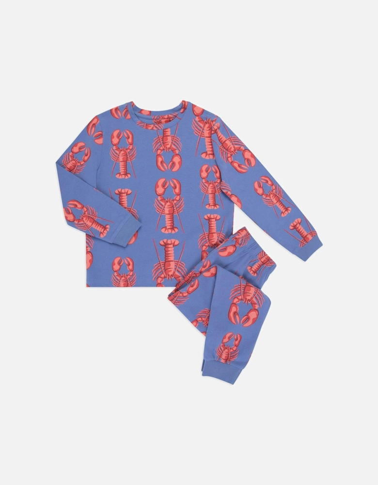 Unisex Kids Lobster Stripe Long Sleeve Pyjamas - Blue