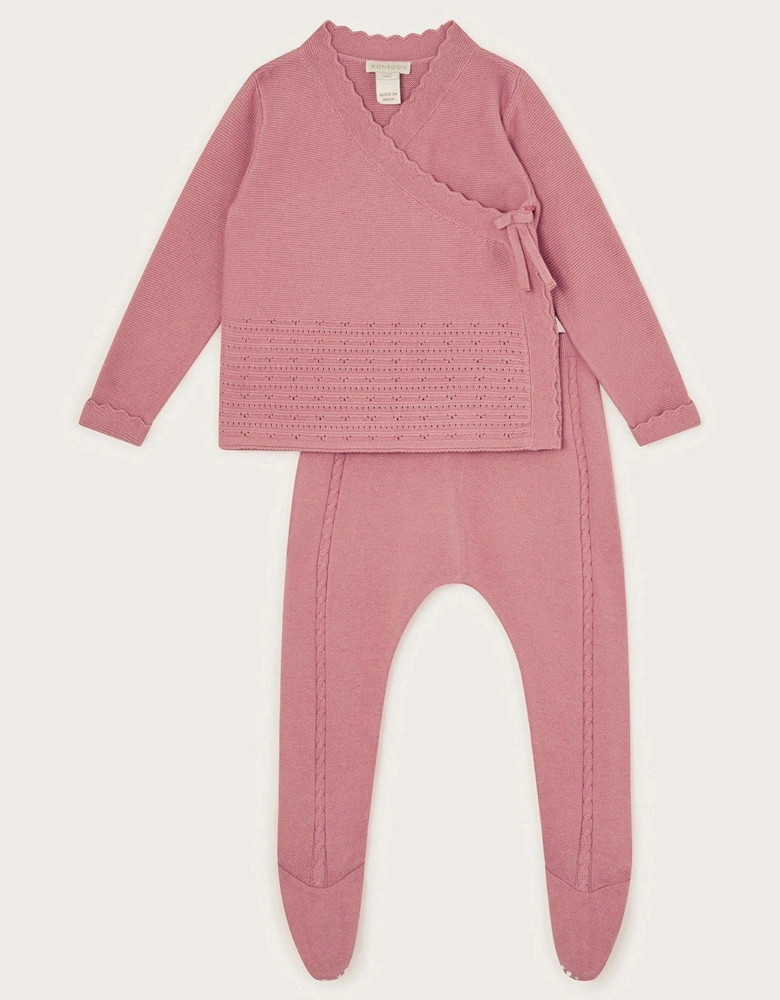 Baby Girls Pink Knitted Set - Pink