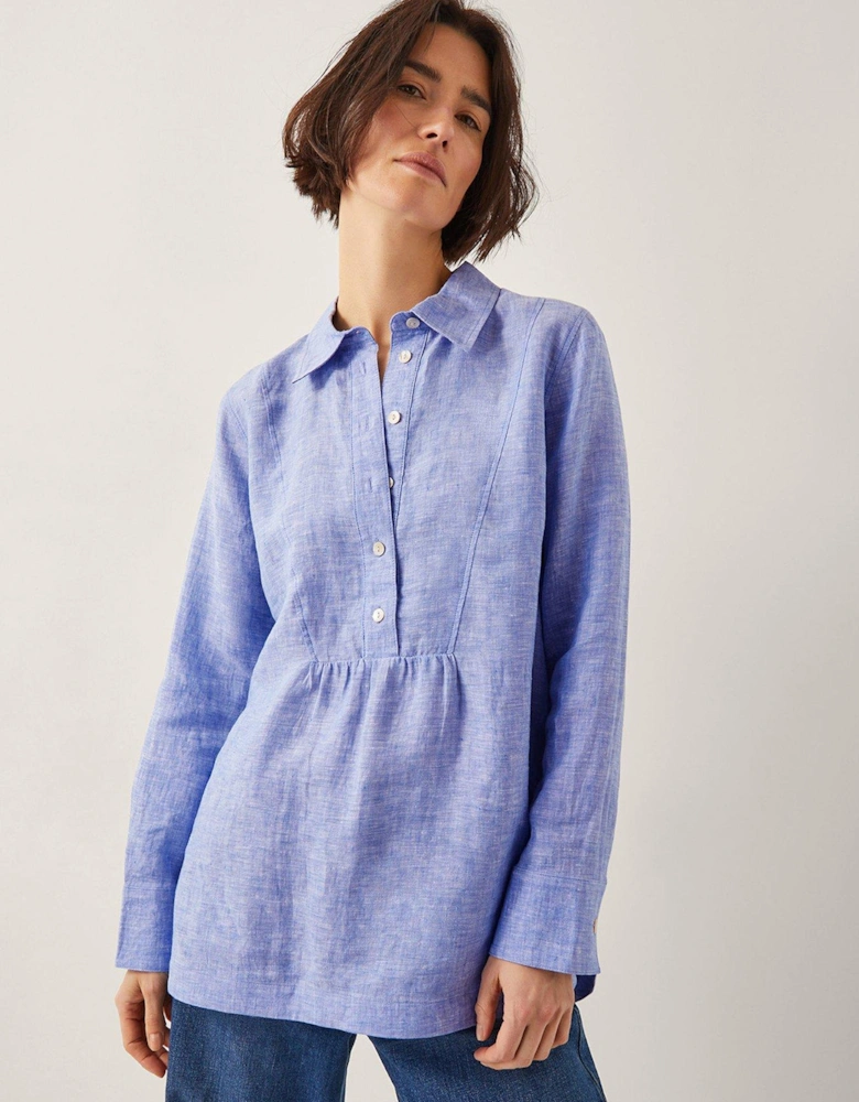 Lola Linen Top - Blue