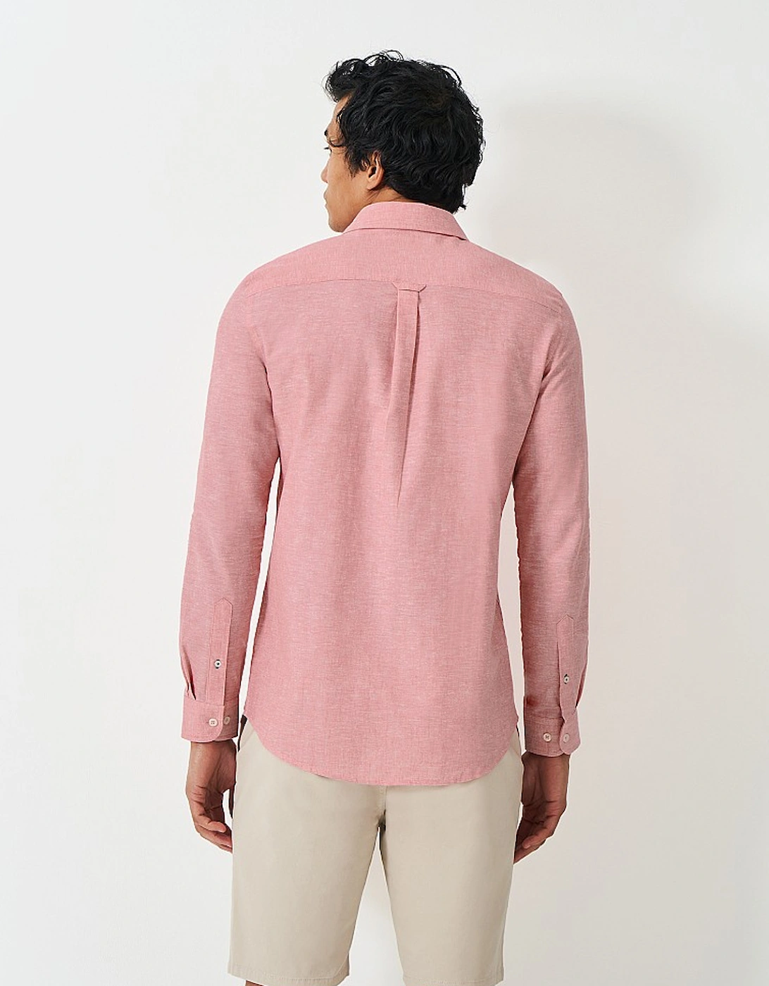 Men's Long Sleeve Linen Shirt Flamingo Plume