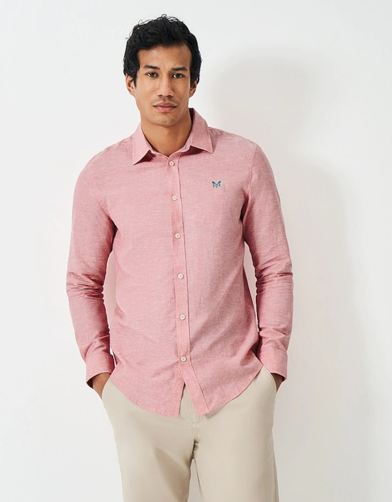 Men's Long Sleeve Linen Shirt Flamingo Plume