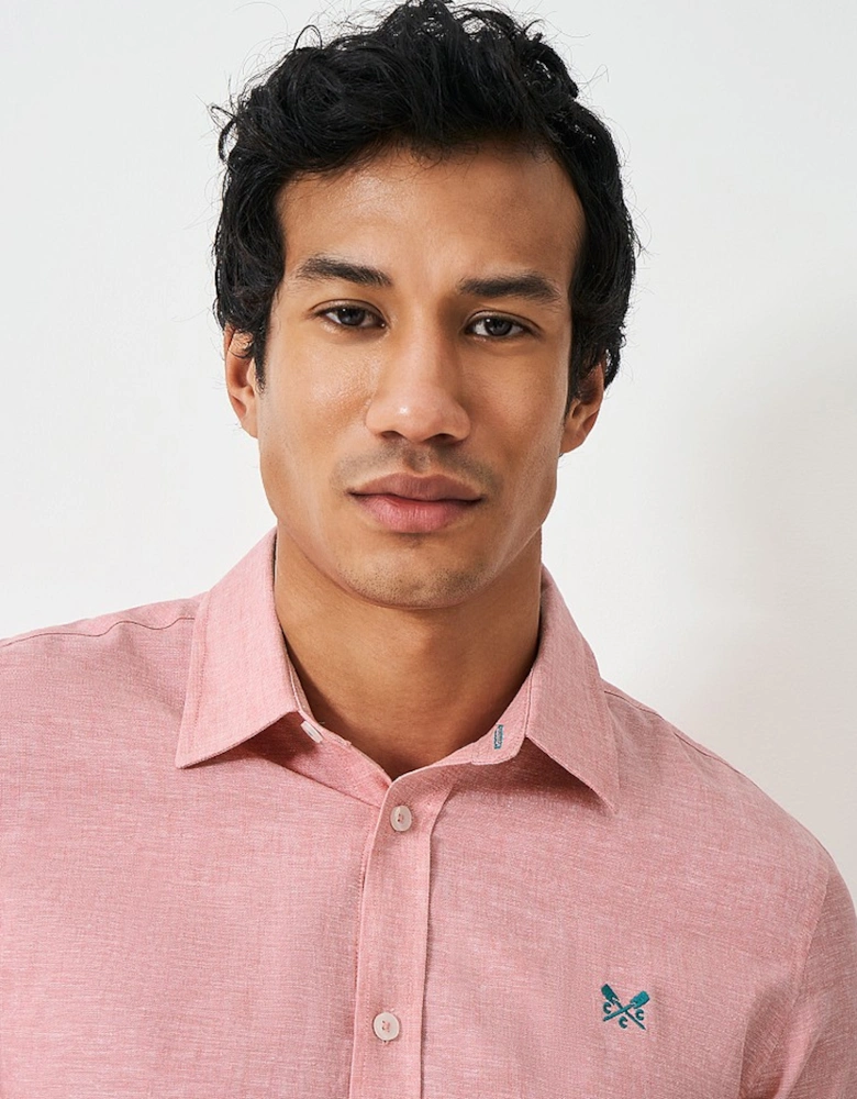 Men's Long Sleeve Linen Shirt Flamingo Plume