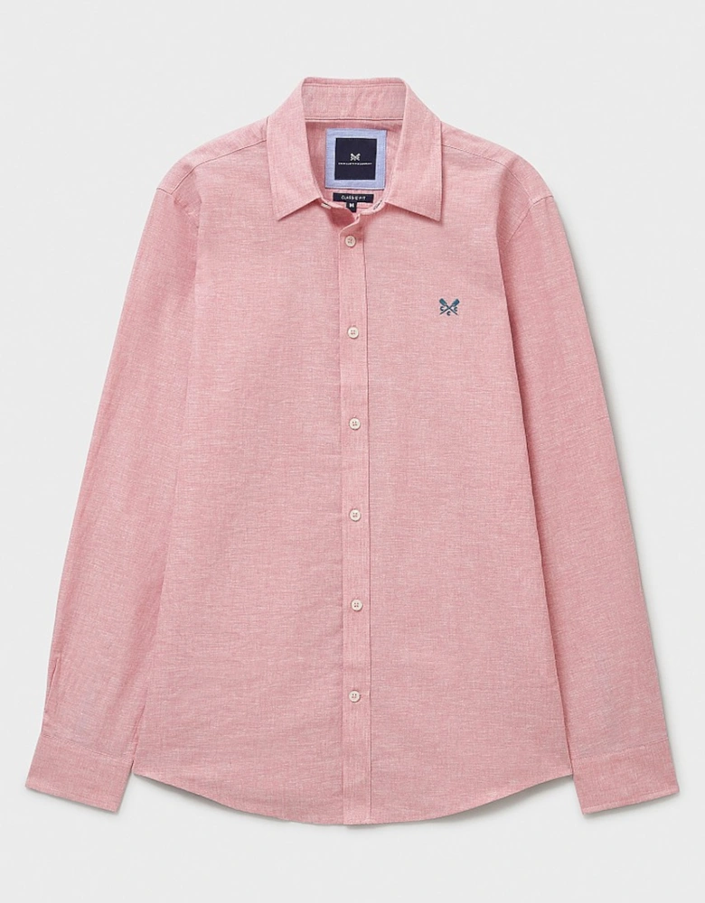 Men's Long Sleeve Linen Shirt Flamingo Plume