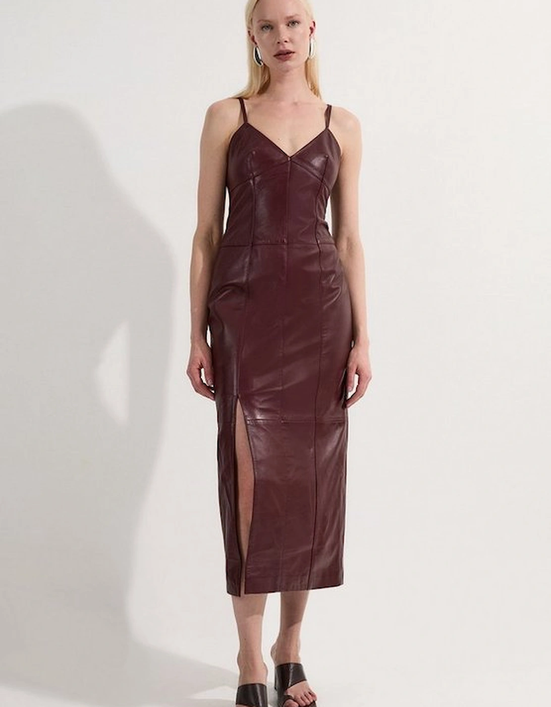 Leather Strappy Corset Maxi Dress