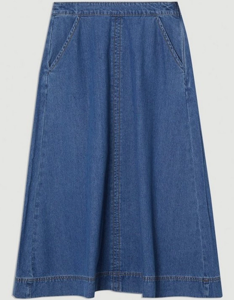 Denim Full Midi Skirt