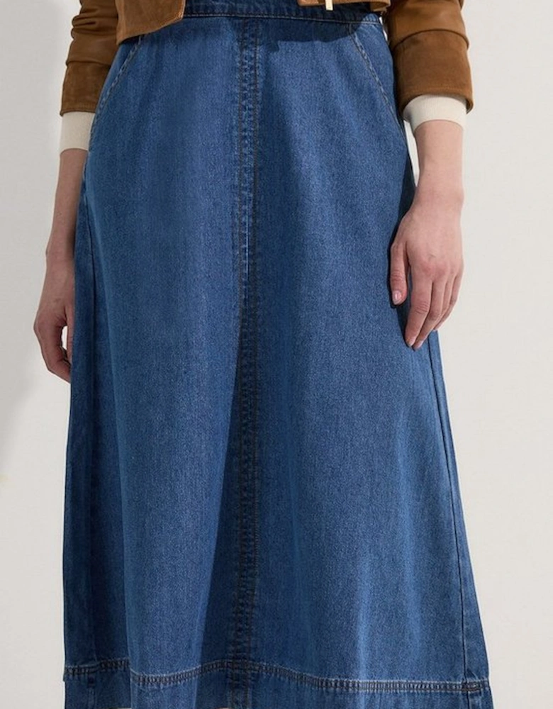 Denim Full Midi Skirt