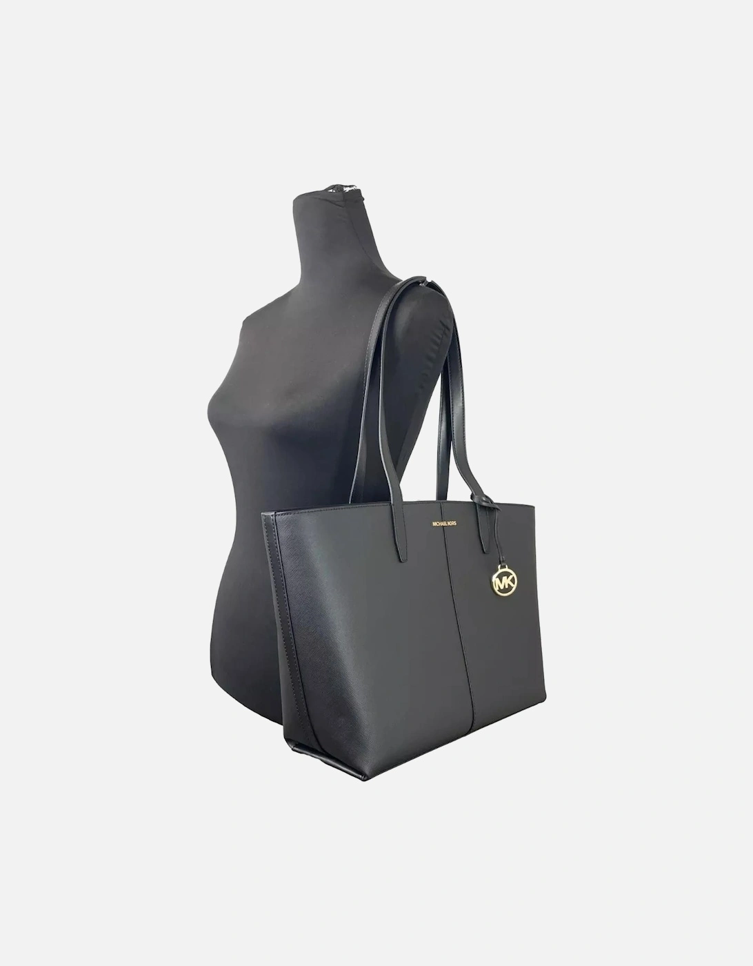 Large Top Zip Tote Bag with Gold Hardware Women - Black