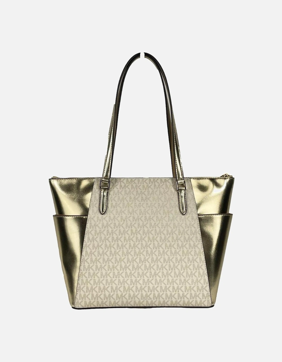 Saffiano Leather Tote with MK Logo Charm Women - Gold Tote Bags