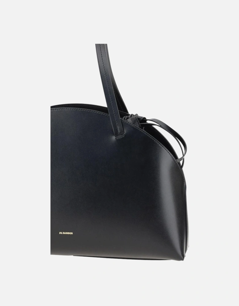 Curve Leather Shoulder Bag with Drawstring Closure Women - Black