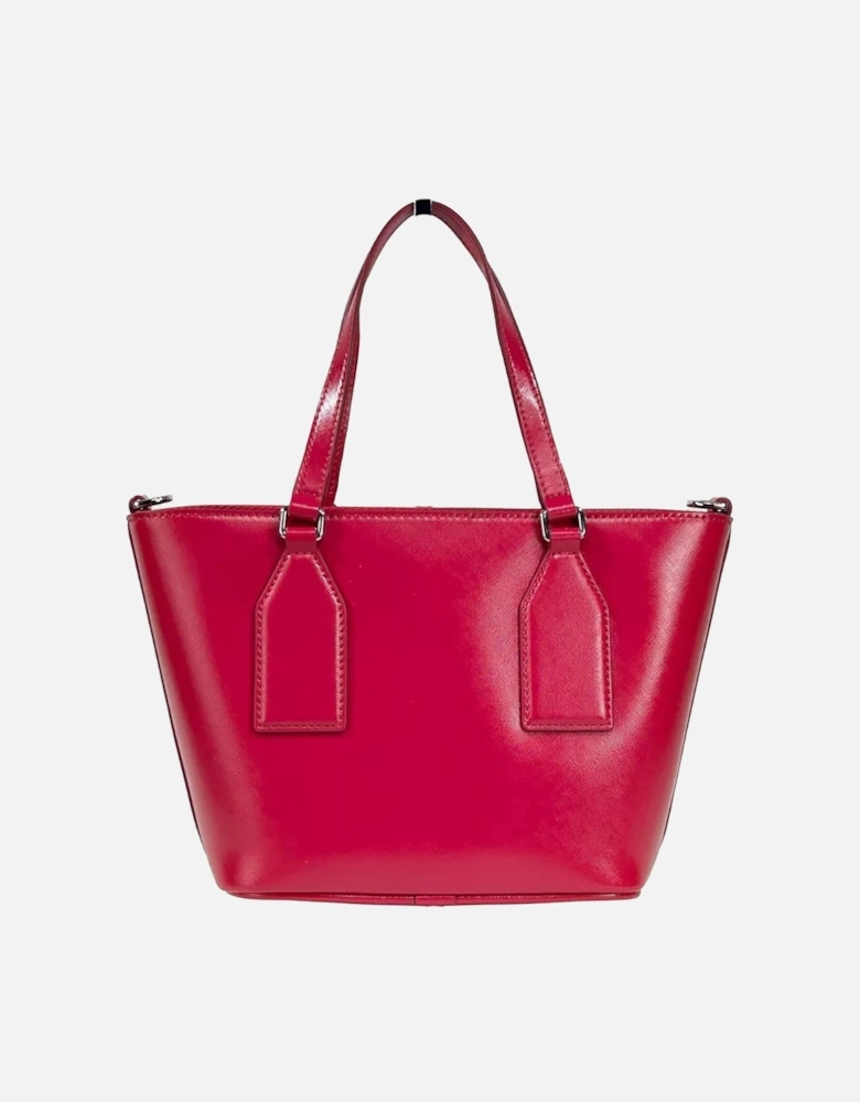 Small Saffiano Leather Tote Crossbody Bag Women - Lipstick Pink Tote