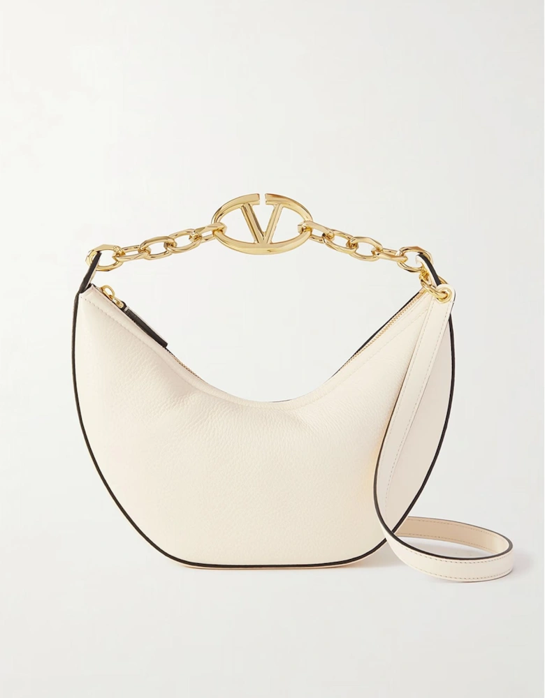 Ivory Leather Small Hobo Shoulder Bag Women - Black Handbags