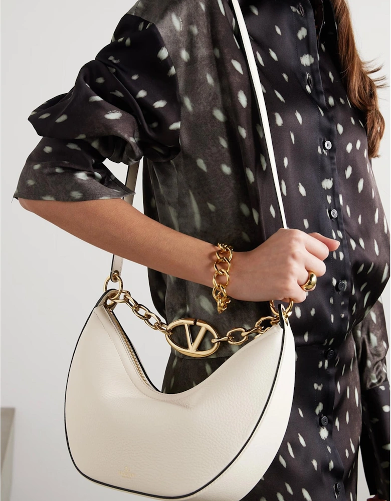 Ivory Leather Small Hobo Shoulder Bag Women - Black Handbags