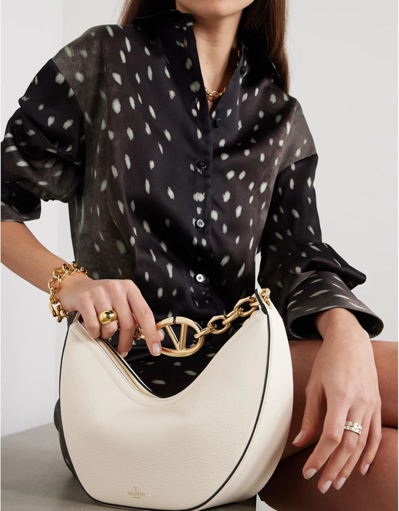 Ivory Leather Small Hobo Shoulder Bag Women - Black Handbags