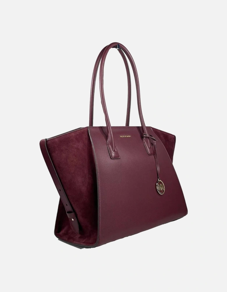 Leather Satchel with Gold Tone Charm Women - Oxblood Red Messenger