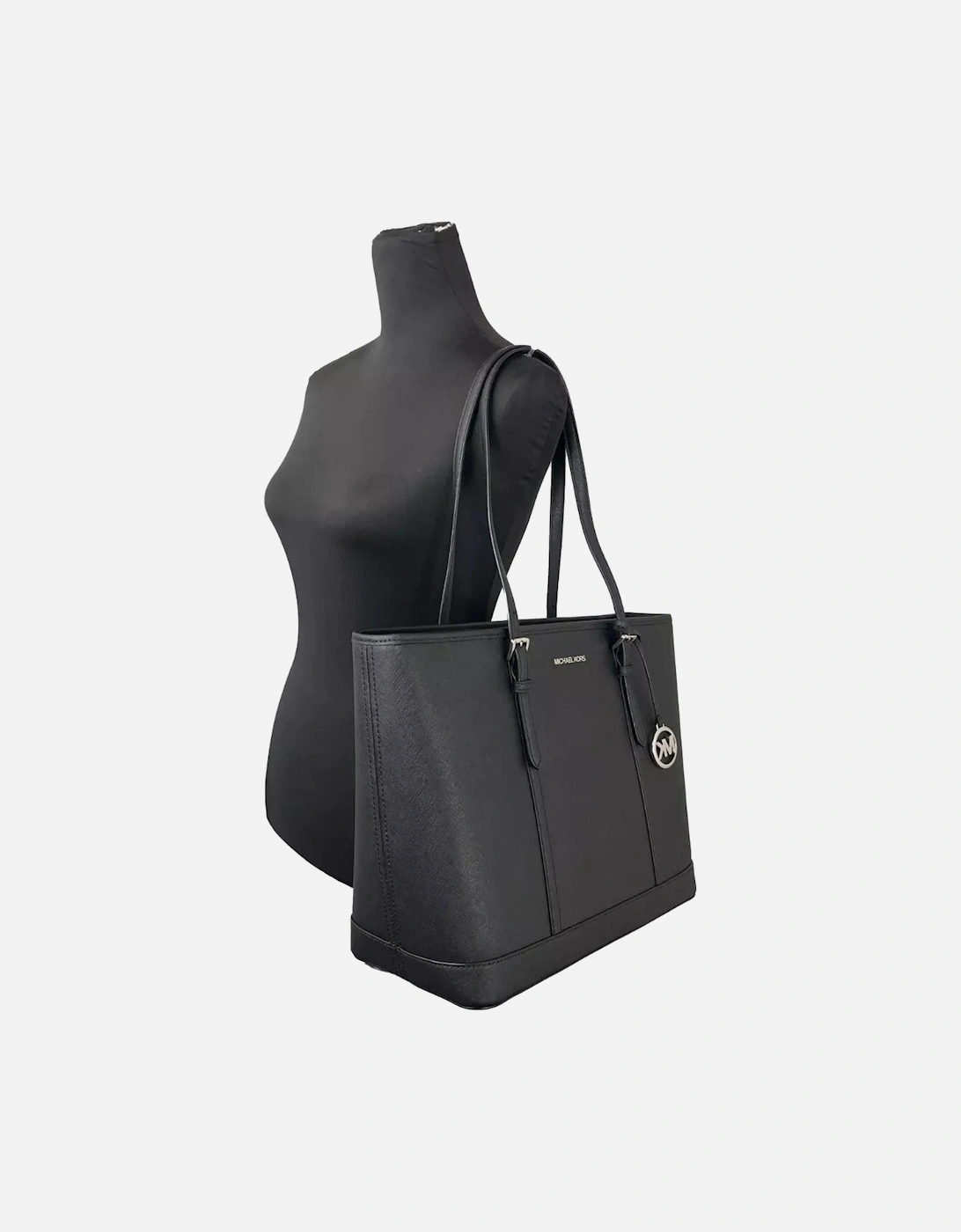 Large Top Zip Tote Bag with Pockets Women - Black