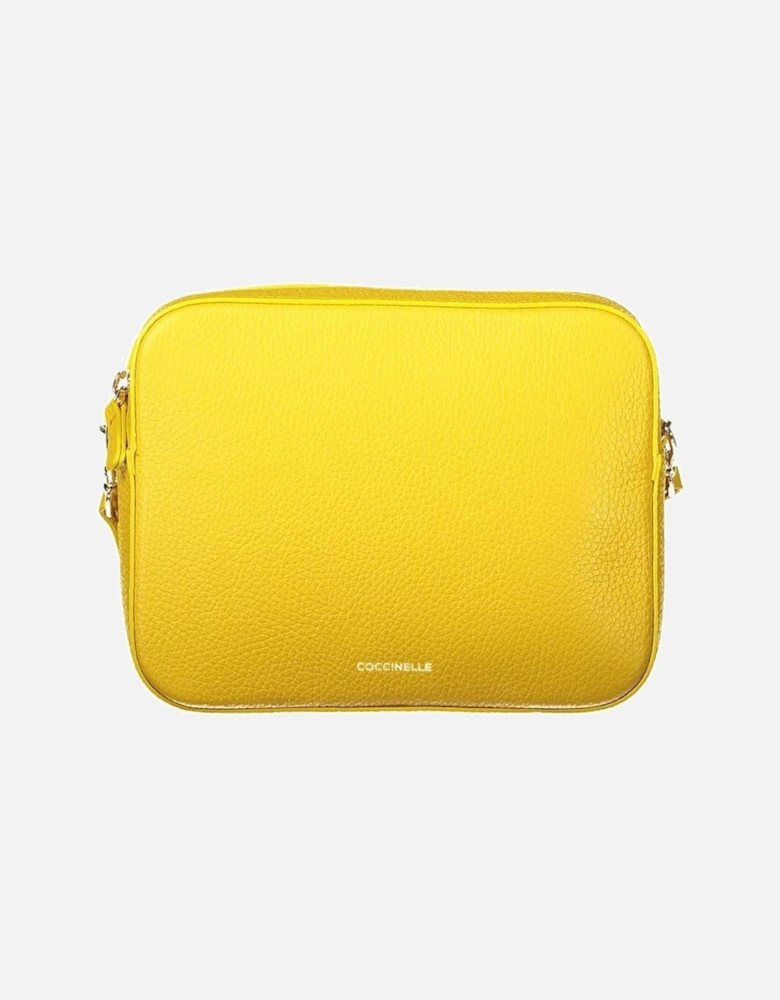 Vibrant Leather Bag with Adjustable Strap Women - Yellow Handbags