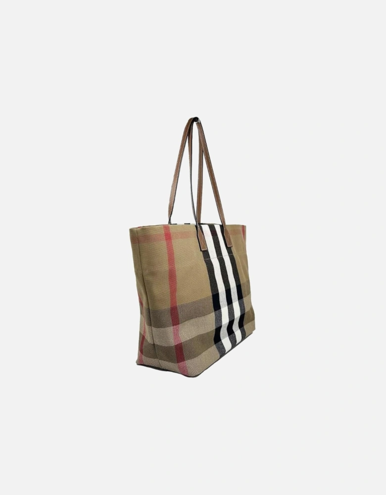 Checkered Leather Canvas Medium Tote Bag Women - Check