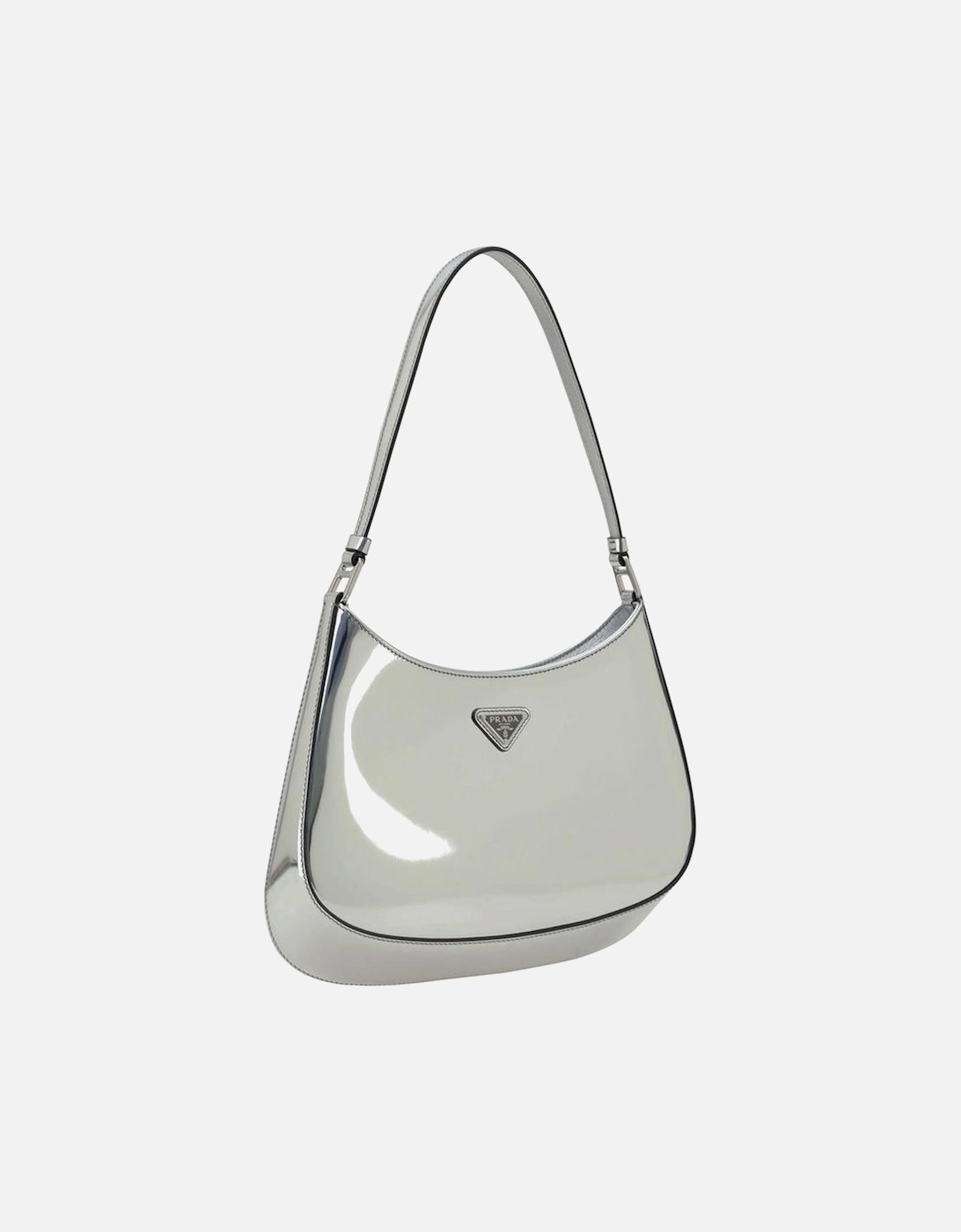 Patent Leather Shoulder Bag with Rigid Top Handle Women - Silver