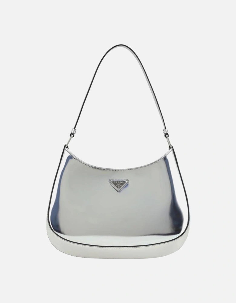 Patent Leather Shoulder Bag with Rigid Top Handle Women - Silver