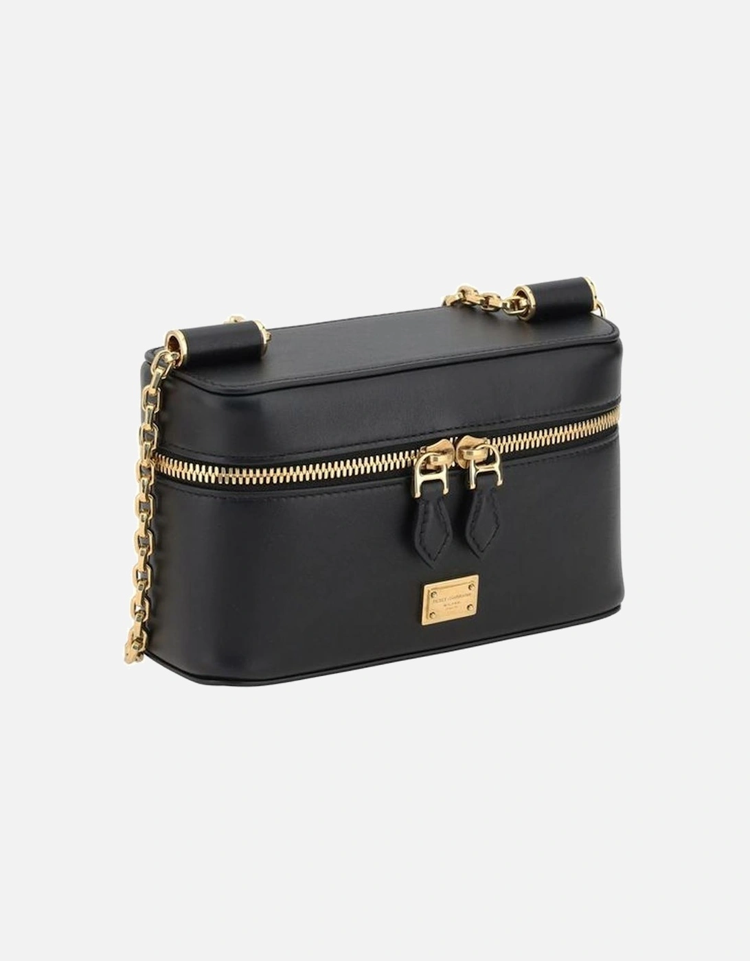 Sicily Leather Shoulder Bag with Chain Strap Women - Black