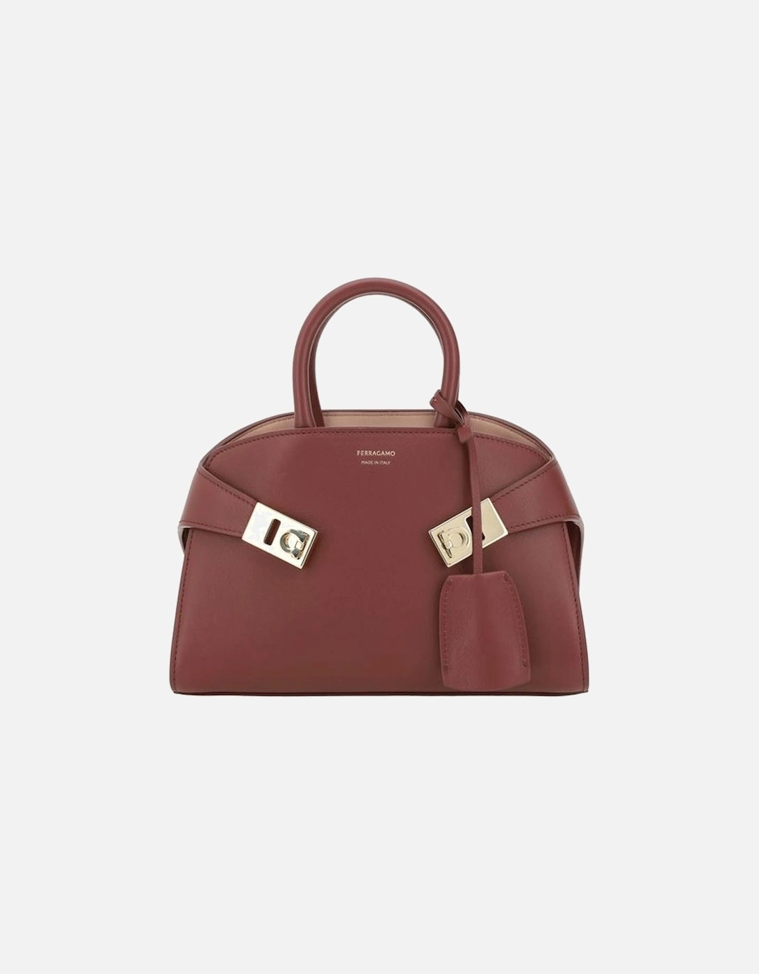 Leather Top Handbag with Gancini Buckle Closure Women - Bordeaux, 5 of 4