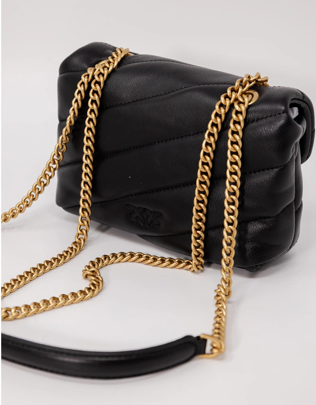 Plain Leather Shoulder Bag with Clip Fastening Women - Black