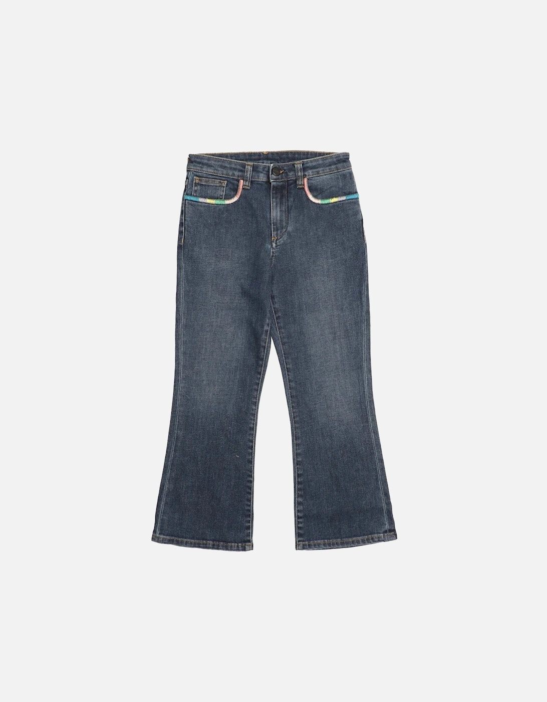 Juniors Medium Wash Embroidered Denim Jeans, 3 of 2