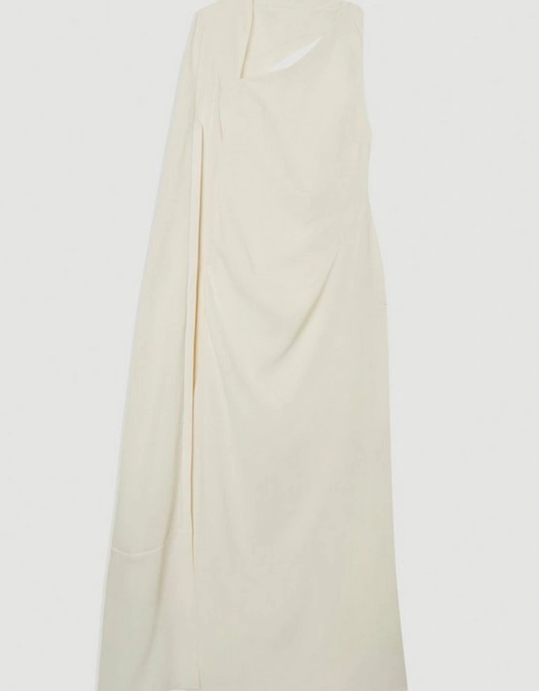 Soft Tailored Cape Sleeve Maxi Dress