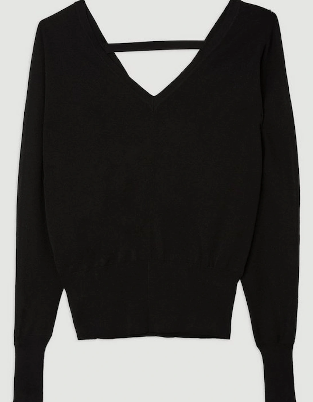 Lightweight Knitted V Neck Long Sleeve Jumper