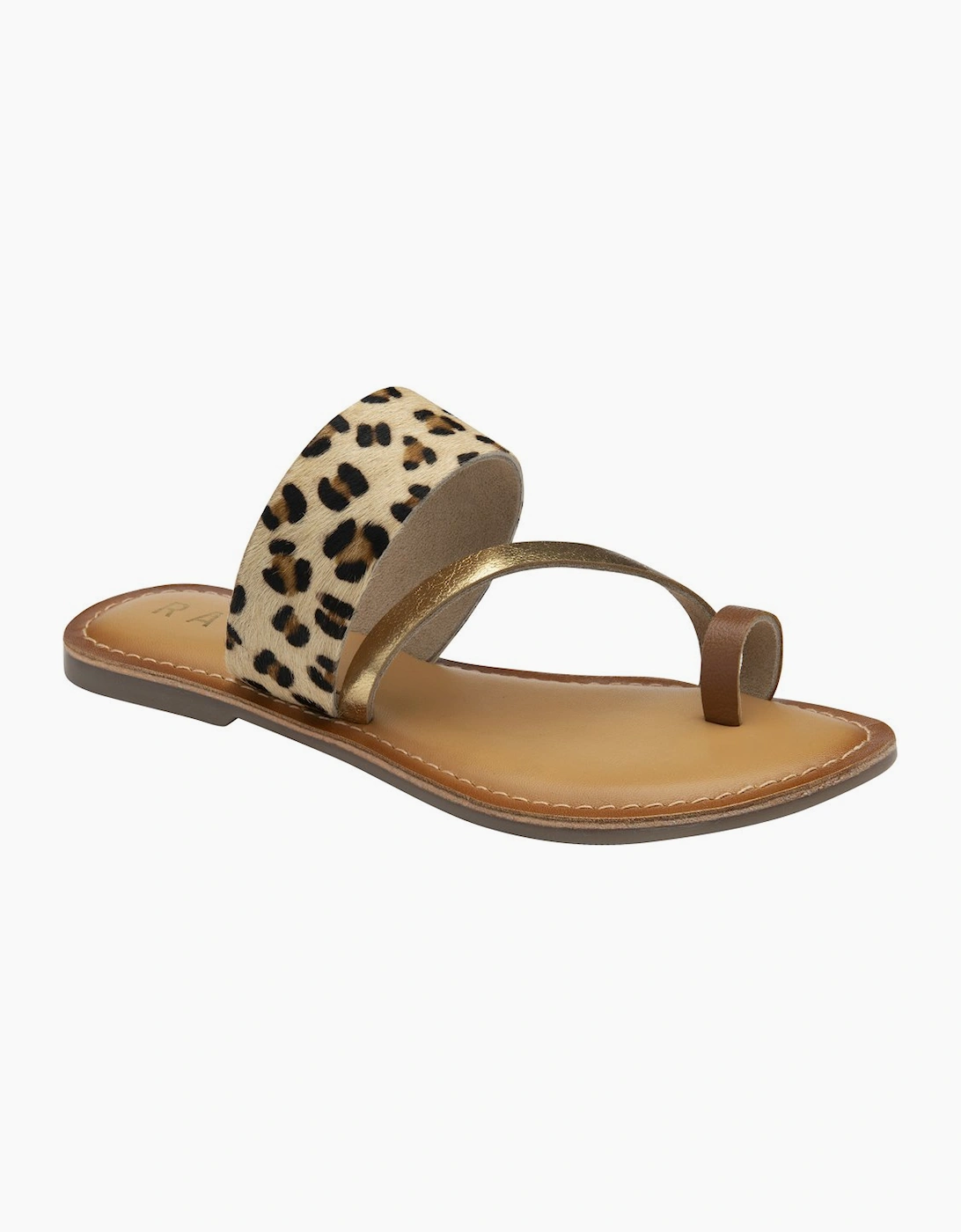 Ravel Women's Elly Womens Toe Loop Sandals - Leopard Gold Leath - Size: 7