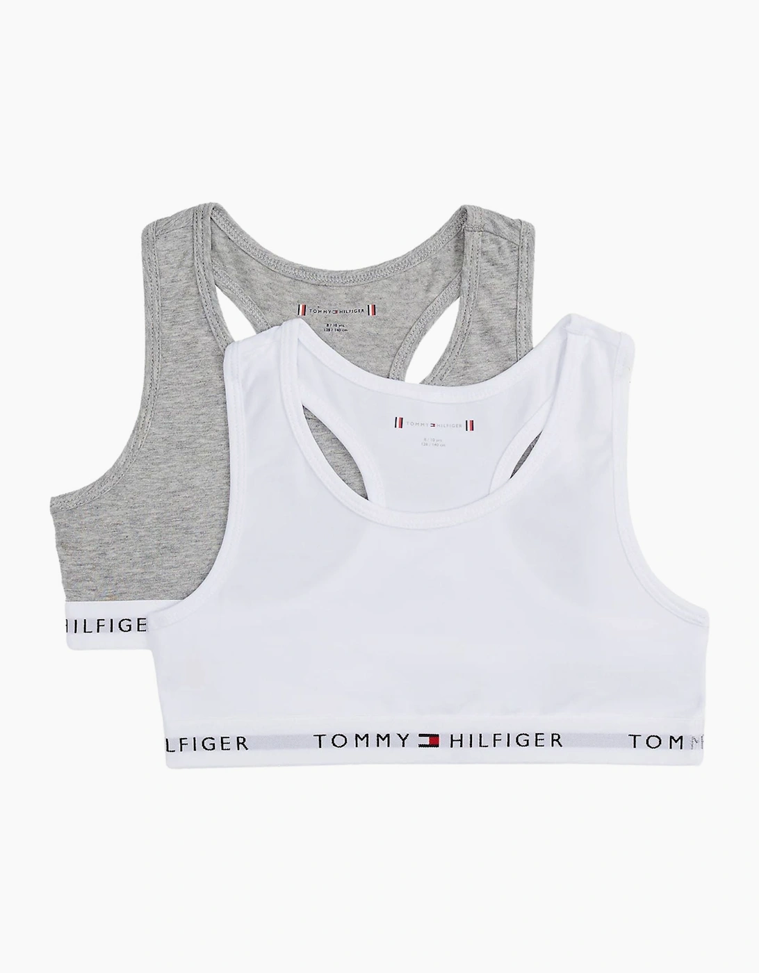 Tommy Hilfiger Girl's Girls 2-Pack Heritage Logo Bralette Set, Grey/White - Size: 10 years/11 years/12 years